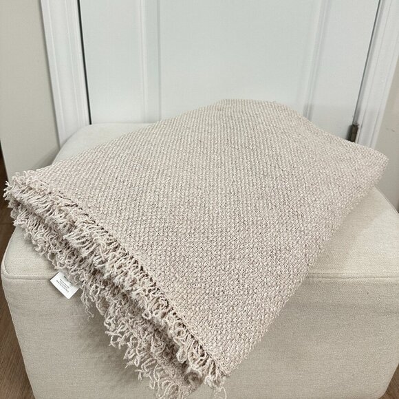 PARACHUTE Cotton Blend Bouclè Throw Blanket in Heathered Oatmeal - Picture 1 of 6